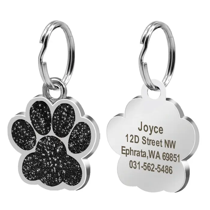 Chien Chat Étiquette D'IDENTIFICATION Paillettes Chiens Chats Nom Pendentif Étiquettes Personnalisée
