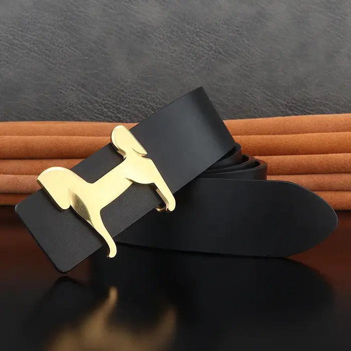 Haute qualité en acier inoxydable cheval glisser boucle hommes ceintures 3.8 cm de large en cuir vér