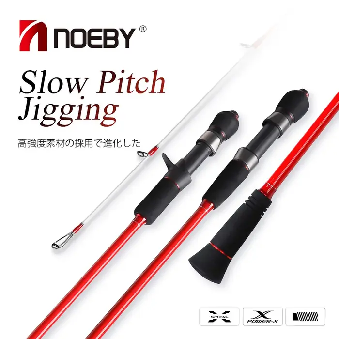 Noeby-Pêche à la turlutte lente en fibre de carbone, filature à 2 sections, adaptée à la pêche en ba