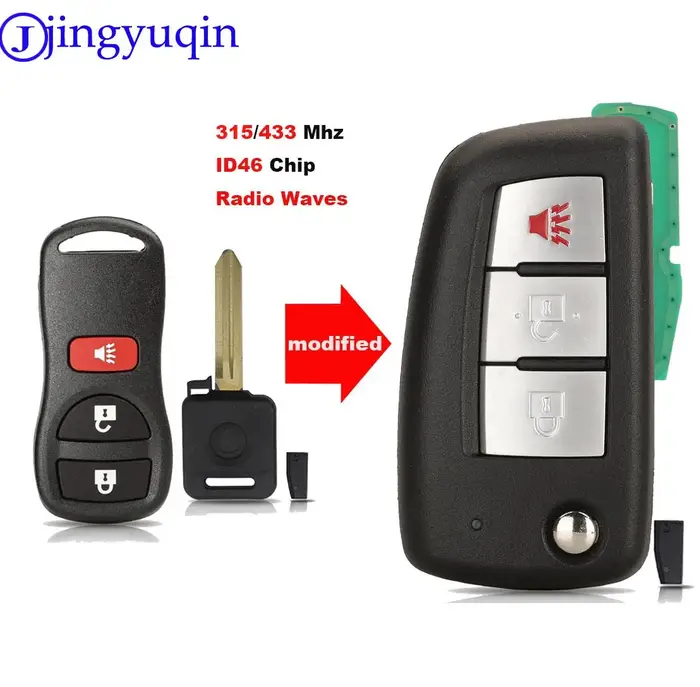Jingyuqin clé de voiture pour Nissan Tiiida Murano Juke Navarra Sunny Teana Granlivina x-trail Front