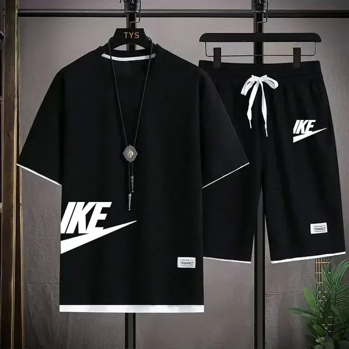 Vente chaude d'été hommes décontracté à manches courtes T-shirt shorts ensemble de sport en plein ai