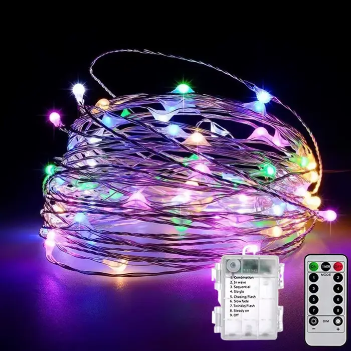 Guirlande lumineuse féerique LED multicolore à piles, guirlande lumineuse luciole pour anniversaire,