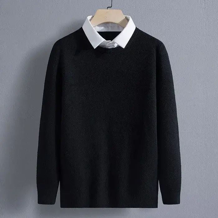 Vêtements pour hommes automne hiver à manches longues nouveaux hauts T-Shirts col rond mode nouveaux