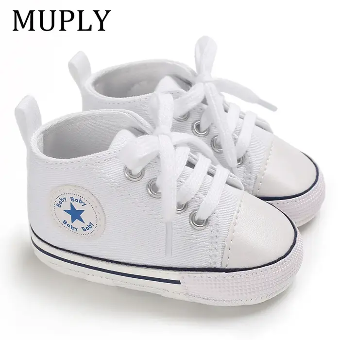 Baskets classiques en toile imprimées étoiles pour bébés, chaussures de premiers pas pour nouveau-né