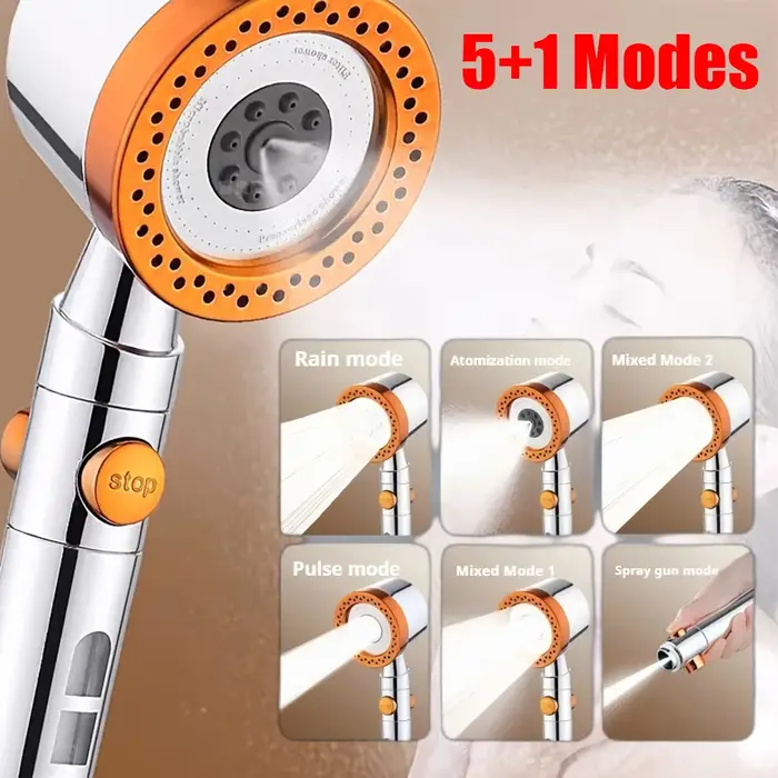 Spray Spa Shower Head ABS Portable Haute Pression Grand Débit avec Bouton Stop Filtre Universel Douche