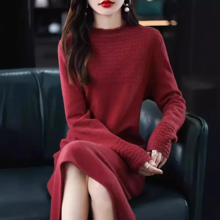 Vêtements féminins chaud tricots Pull automne hiver bas porter femmes Pull robe laine hauts Pull Fem