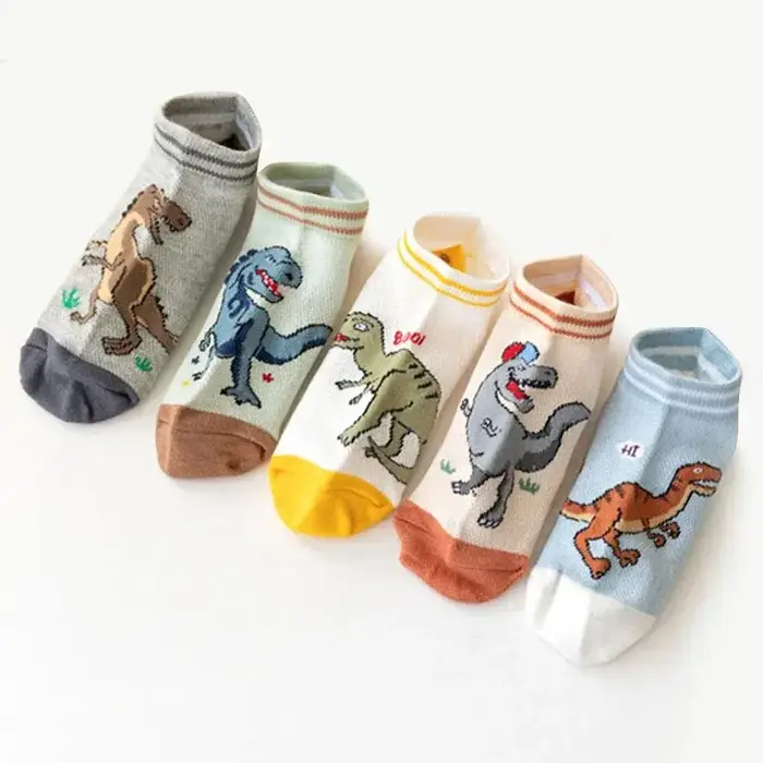 Chaussettes à motif de dinosaure pour garçon, confortables, respirantes, décontractées, douces, pour