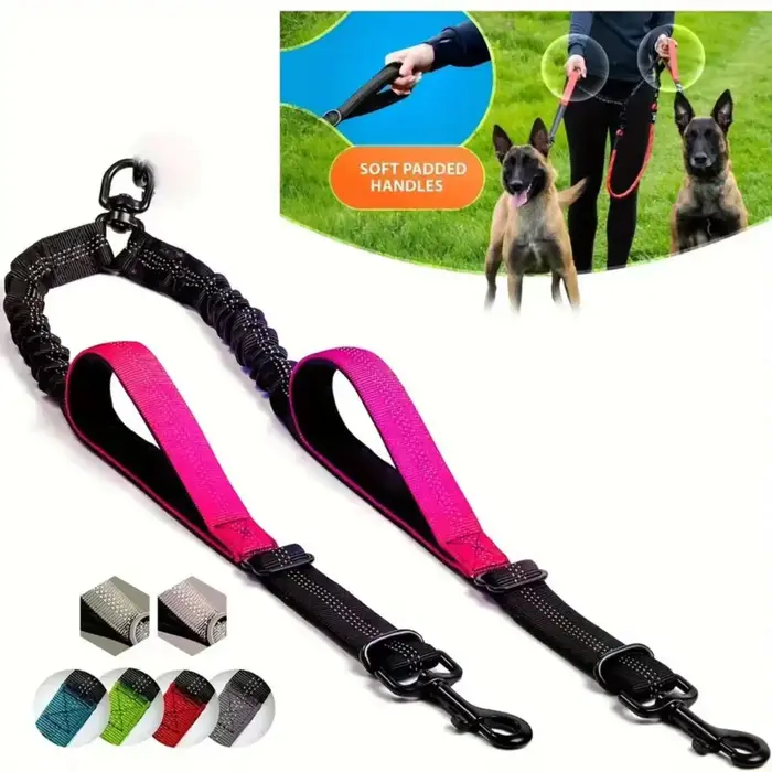 Double coupleur de laisse pour chien – Poignées rembourrées confortables