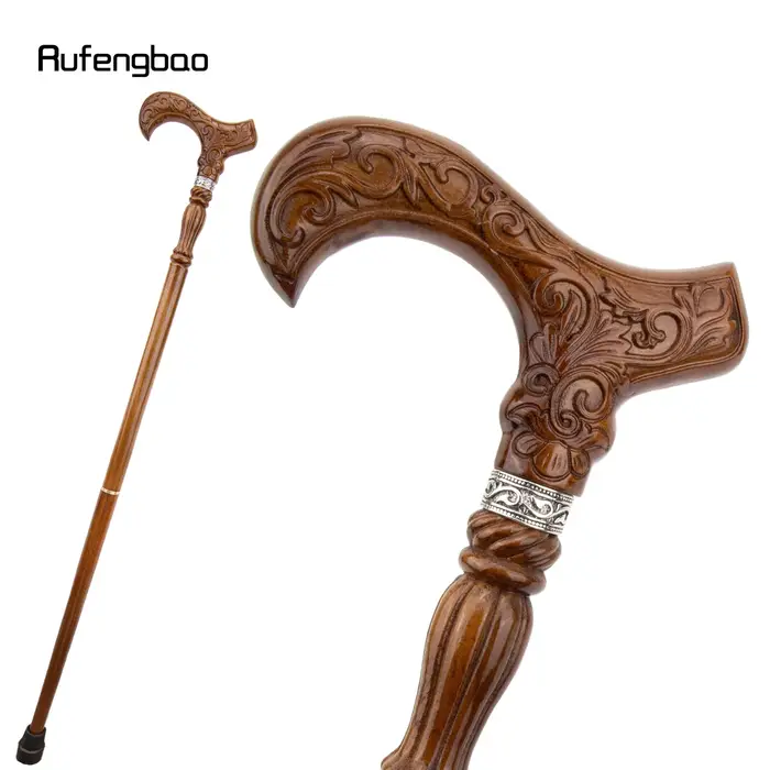 Fleur marron en bois mode bâton de marche décoratif Vampire Cospaly fête bois canne de marche Hallow