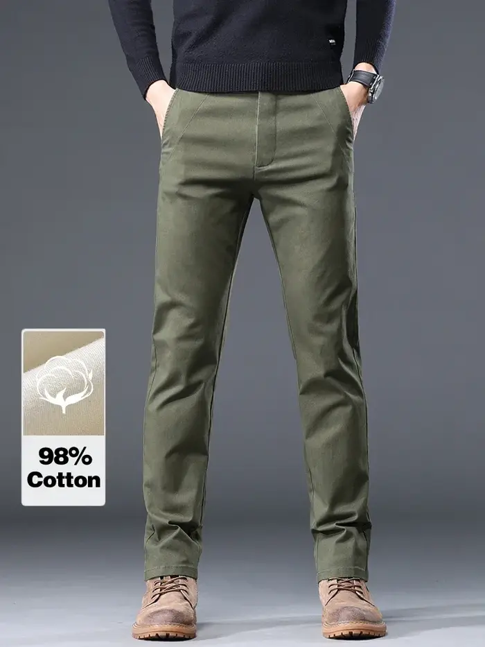 Pantalon chasse classique homme 98% coton droit élastique sans repassage 4 couleurs automne
