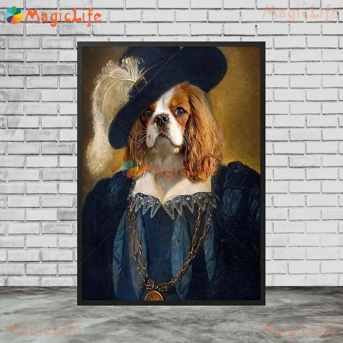 Affiches murales avec Portrait de chien, roi, reine, chat, dame, images murales pour salon, affiche 