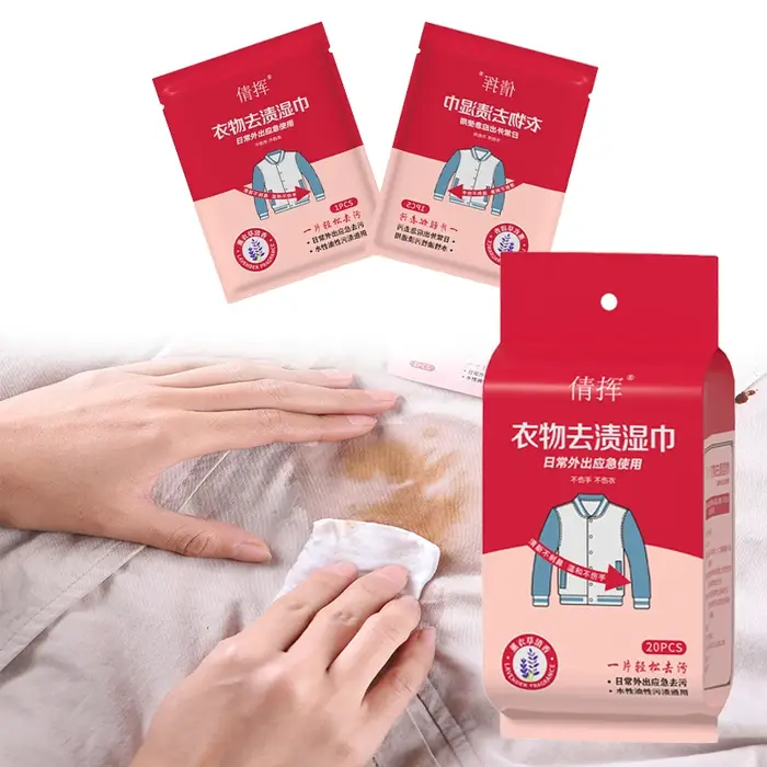 20 pièces lingettes humides anti-taches pour vêtements