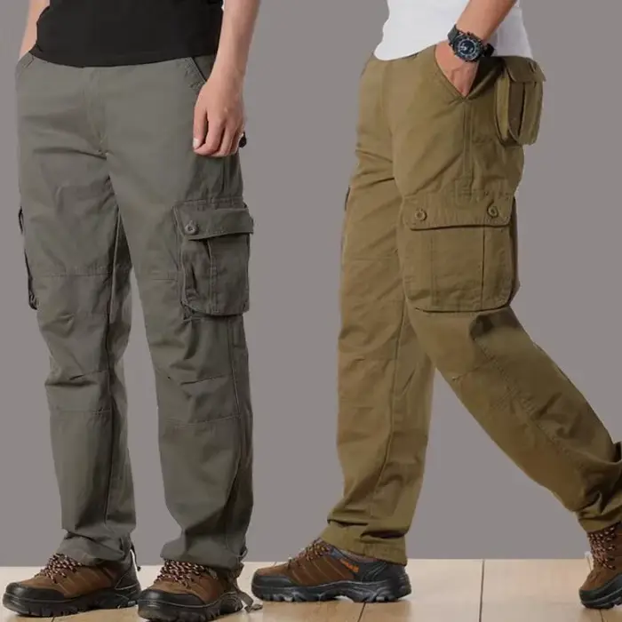 Pantalon cargo militaire homme ample droit multi-poches coton pour travail tactique et chasse confortable