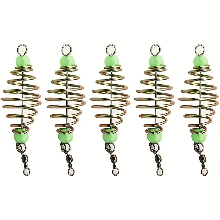 Cage de piège à appâts de pêche 5 pièces, support de panier d'alimentation à ressort, accessoires de