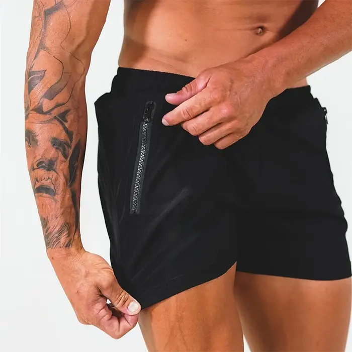 Short de course à séchage rapide pour homme avec poches zippées, short extensible, maillot de bain, 
