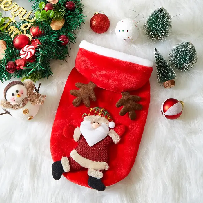 Vêtements de noël pour chiens, automne et hiver, flanelle, chats, chiens, sweat à capuche, vêtements