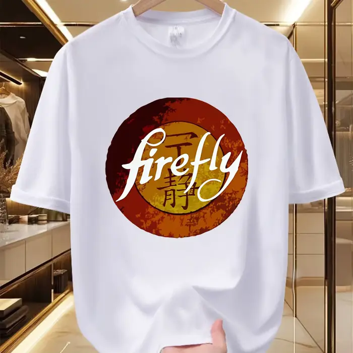 T-shirt imprimé Firefly pour hommes - Chemise à manches courtes à col rond avec motif