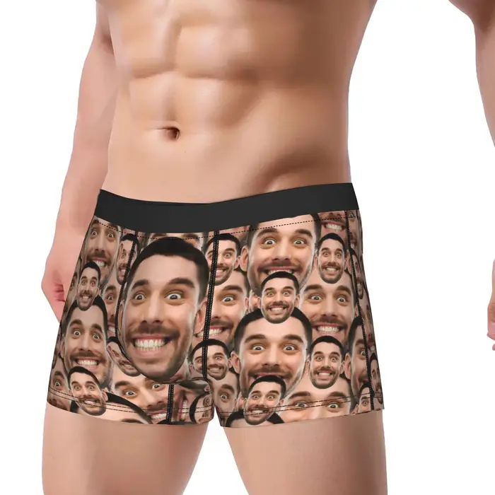 Sous-vêtements photo personnalisés pour hommes design moderne tronc respirant boxers grande taille occassions spéciales cadeau anniversaire noel