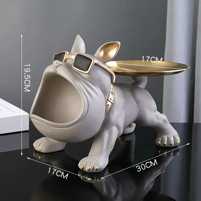 30cm décor à la maison bouledogue Figurine chien Statue boîte de rangement Animal ornement résine ar