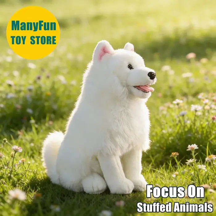 Réaliste Samoyède haute fidélité Sammy peluche chien de neige
