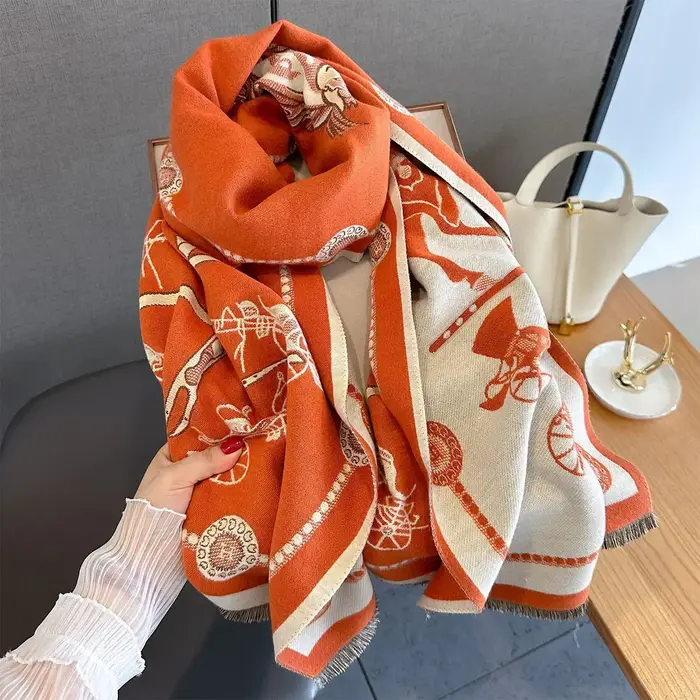 Mode hiver Pashmina élégant cheval imprimé châle enveloppement femmes luxe cachemire écharpe Femme é