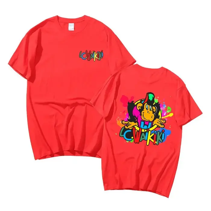 Lc Waikiki singe imprimé graphique T-shirt été drôle hommes femmes dessin animé singes à manches cou