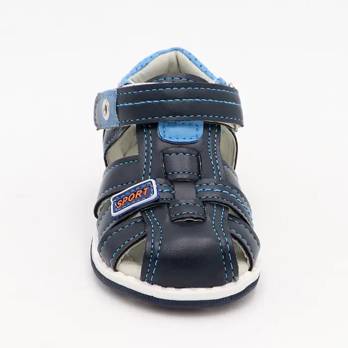 Sandales orthopédiques d'été pour garçons, motif aigle mignon, en cuir PU, chaussures plates à bout 