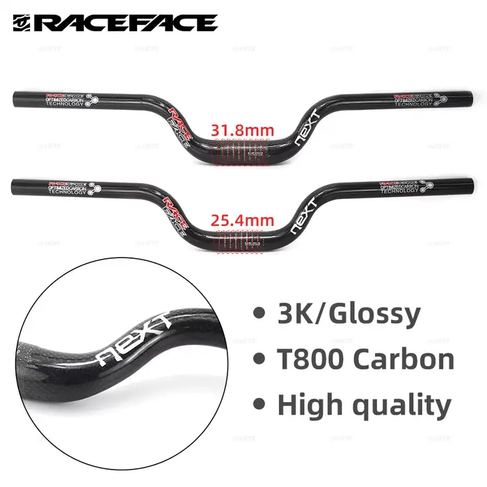 Guidon élévateur en carbone pour VTT et BMX, guidon brillant, visage de course NEXT, 31,8 mm, diamèt