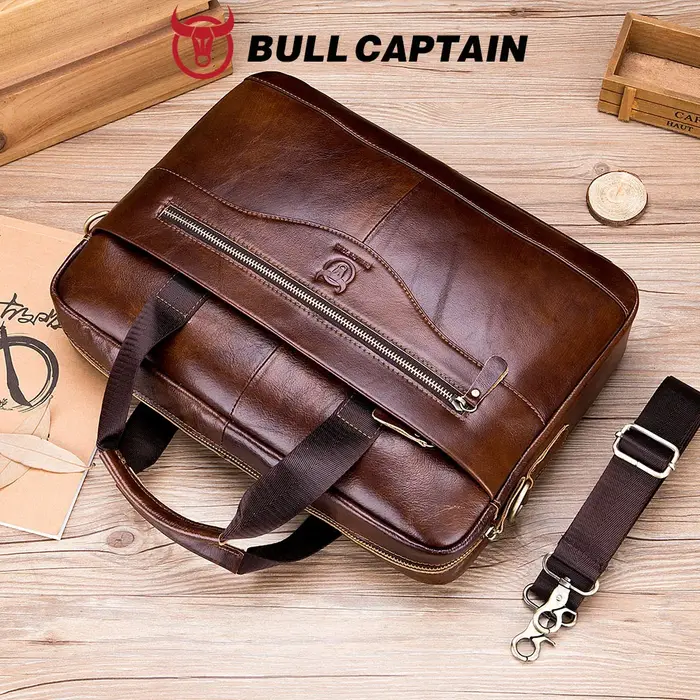 BULLCAPTAIN-Sac à Main en Cuir group pour Homme, Sacoche pour Bombes, Ordinateur Portable de 14 Pouc