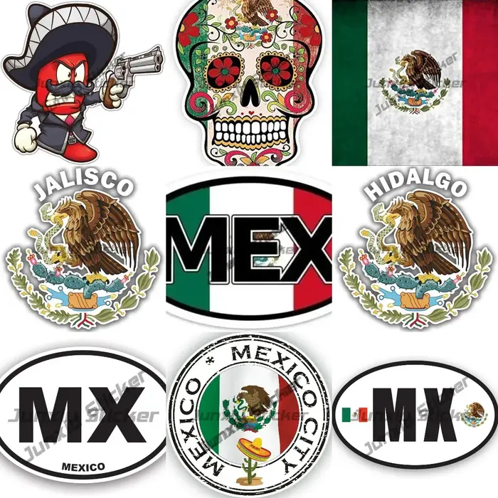Autocollant blason mexicain, Code de pays ovale du mexique, autocollant MEX MX protégé contre les UV, drapeau Vintage de la ville mexicain, accessoires de voiture