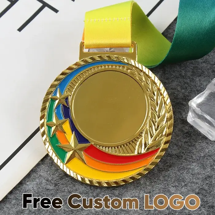 Médailles de couleur avec LOGO personnalisé gratuit, avec ruban de couleur, médaille de couleur or a