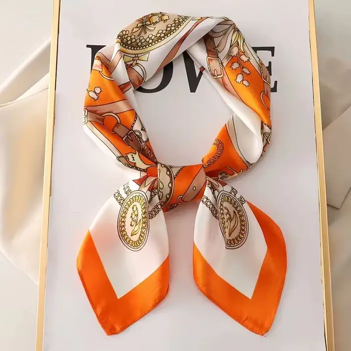 1 pièces 70cm chaîne romaine foulard en soie pour les femmes simulé soie géométrique ronde mode poly
