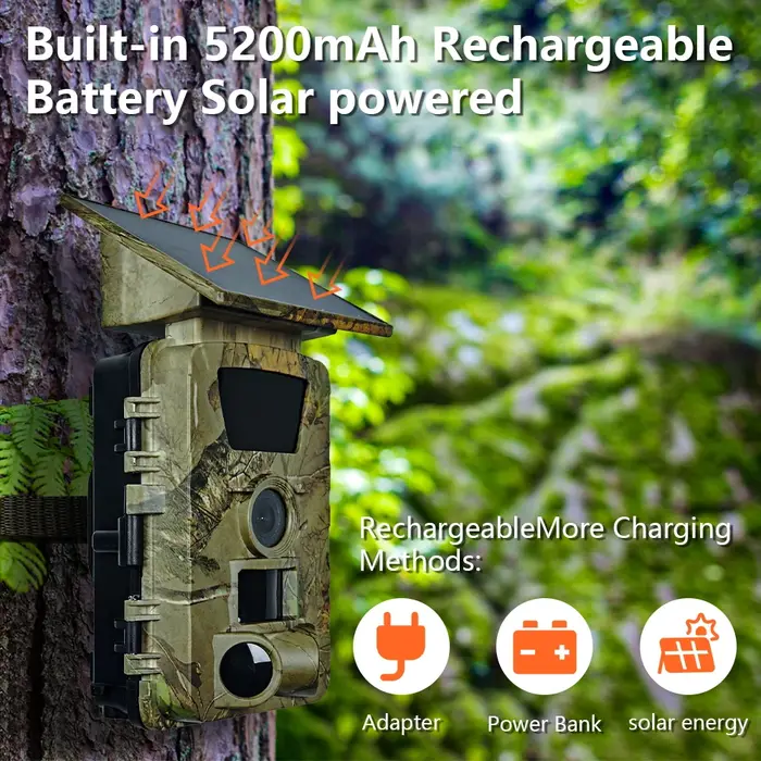 Caméra de chasse Ucon à vision nocturne PIR, 2 objectifs, vue panoramique, 4G WIFI LET, batterie sol