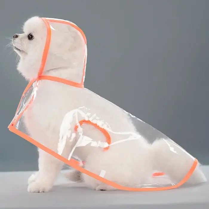 Chiens saute, imperméable transparent avec chapeau imperméable pour animaux de compagnie