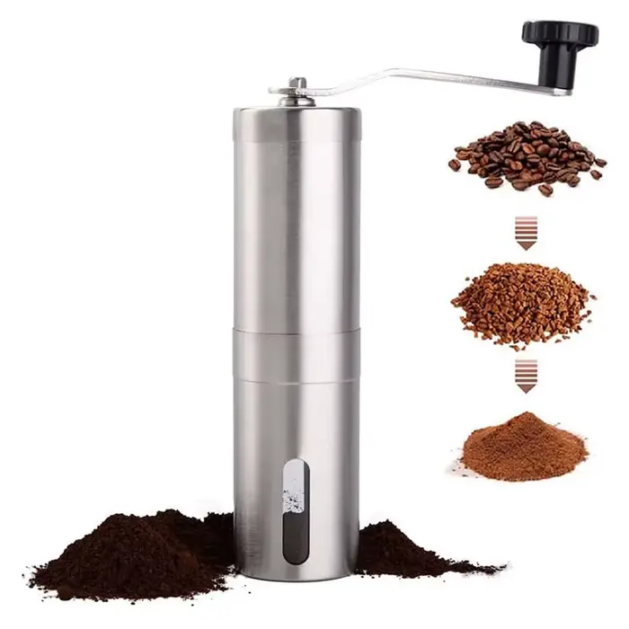 Moulin à café manuel en acier inoxydable, fraise conique manuelle, avec manivelle et 18 réglages rég