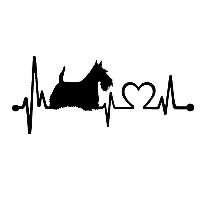 Autocollant de voiture K334 #, scotchtie, scotch-terrier, Heartbeat, accessoires pour chiens, Pegati