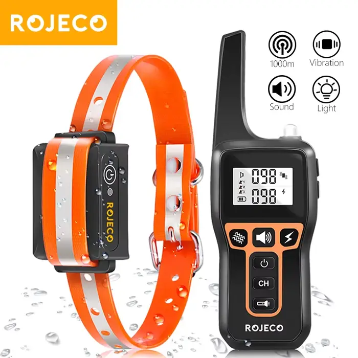 ROJECO 1000m Electric Dog Training Collar Light Waterproof Rechargeable Pet Anti Bark Control