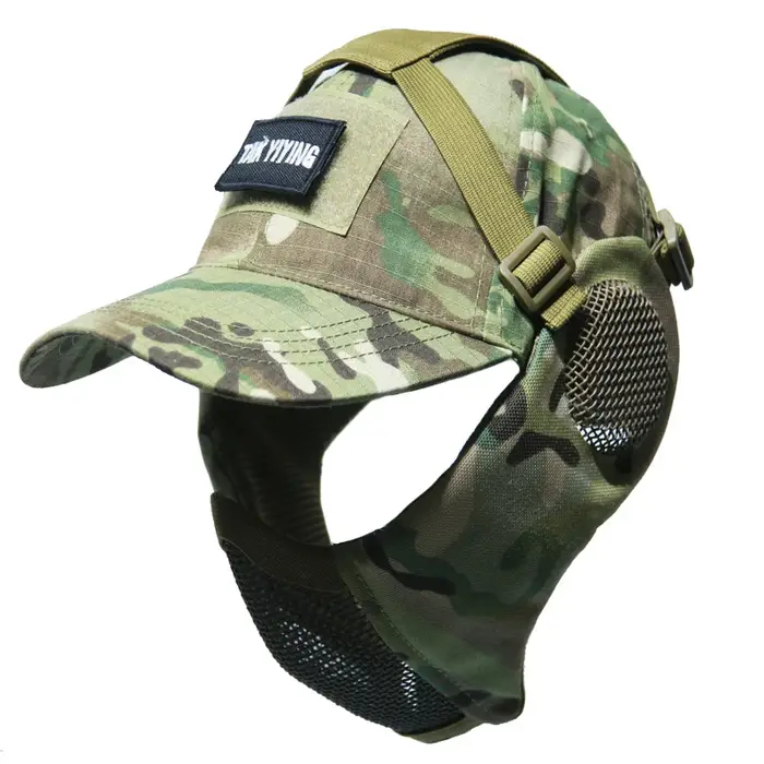 TAK YIYING Hunting Foldable Mesh Mask With Ear Protection With Cap for Airsoft P