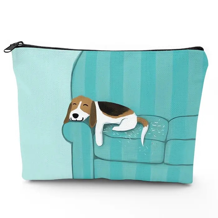 1 jolie trousse de maquillage en forme de chien Beagle - Pochette multifonctionnelle à fermeture écl