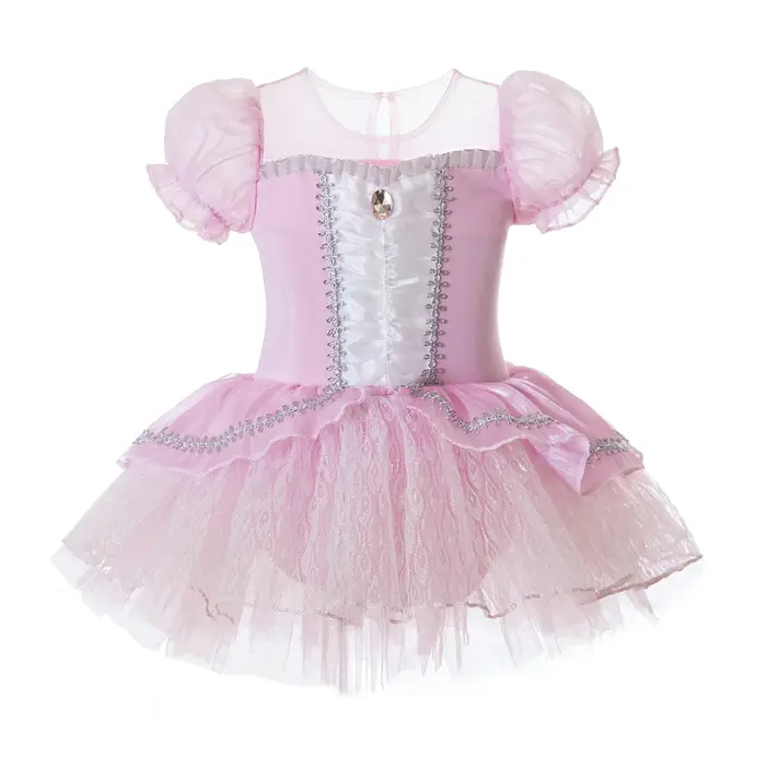 Robe Tutu de Ballet rose pour filles, uniforme d'entraînement en dentelle et Tulle mignon, Costume d