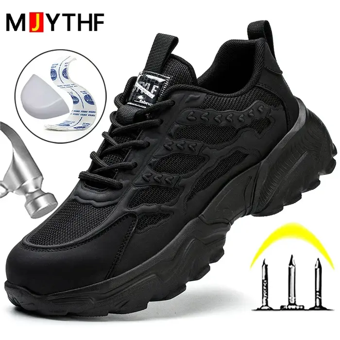 Bottes de sécurité à bout en acier pour hommes protection anti-écrasement et anti-perforation baskets de travail robustes pour homme chaussures indestructibles pour travaux