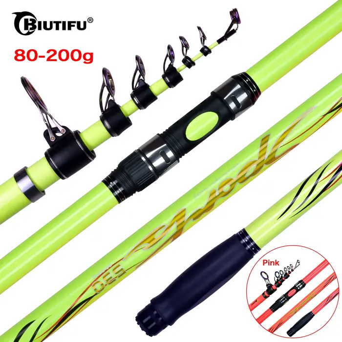 Canne pêche surf casting BIUTIFU télescopique 4.25/4.5/5.0m carbone T1000 puissance 80-200g longue distance