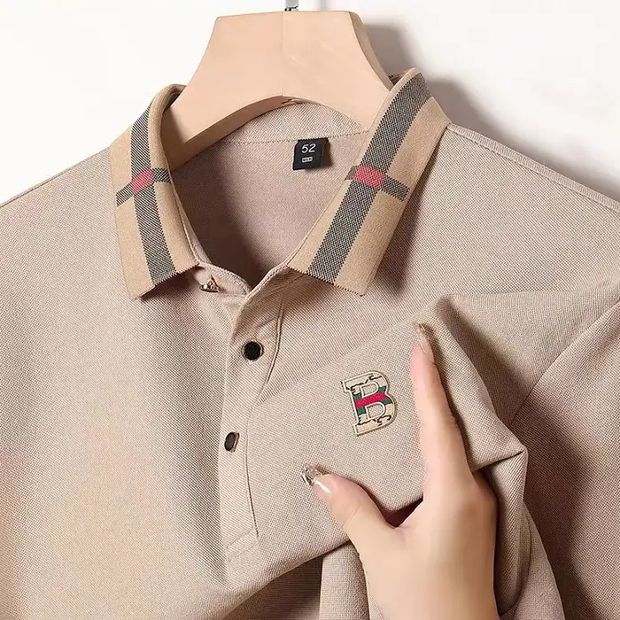 Polo à manches courtes de marque de luxe pour homme, nouveau t-shirt Paul en coton et soie respirant