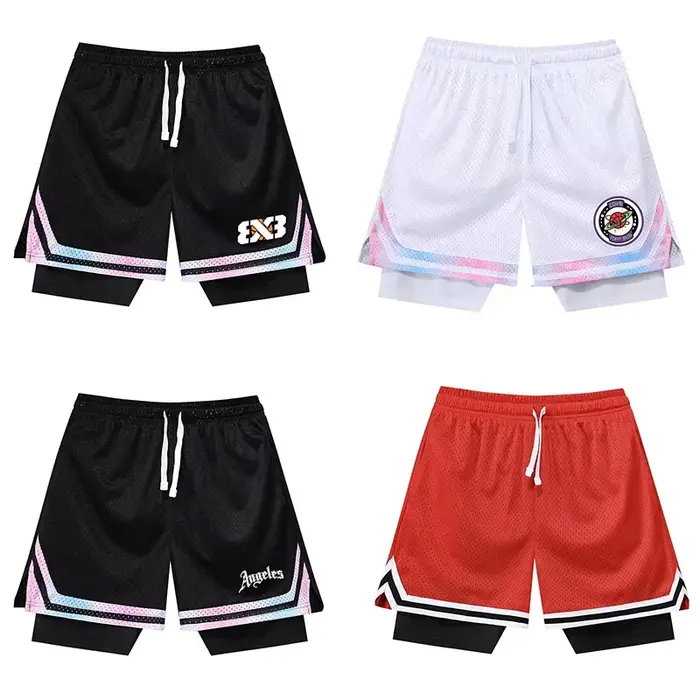 Faux deux shorts de basket-ball, amples, américains, Anti-lumière, pour hommes et femmes, pantalons 