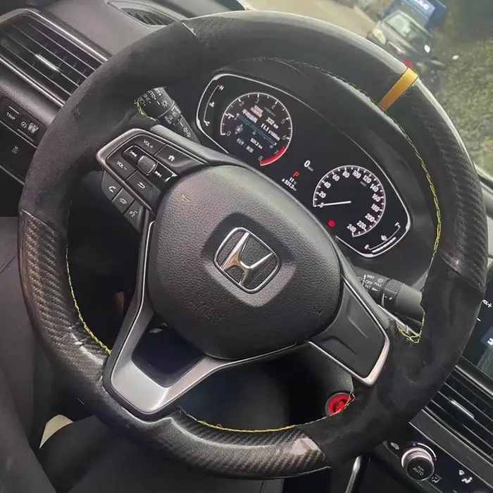 Personnalisé Voiture Couverture de Volant En Daim En Fiber De Carbone 100% Pour Honda Accord 10 2018
