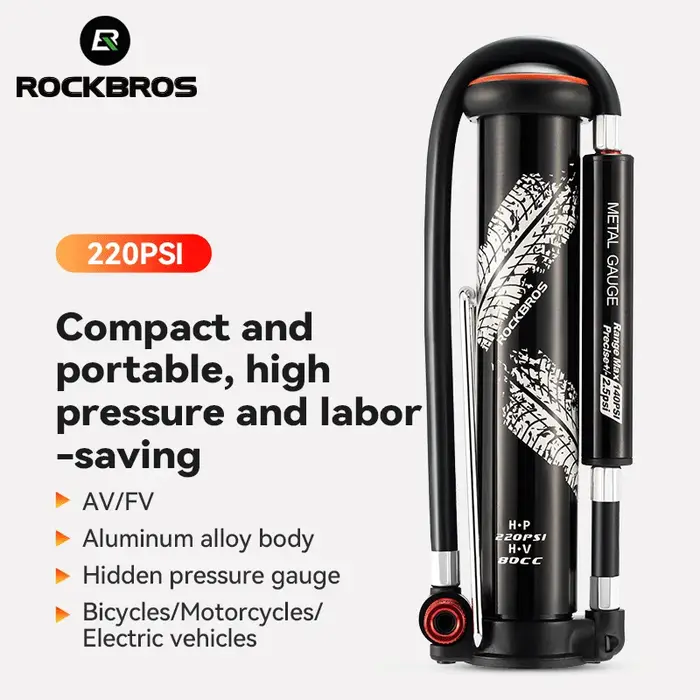 ROCKBROS-Mini pompe à air manuelle pour vélo, gonfleur Schrader Presta, portable, AV, FV, VTT, acces