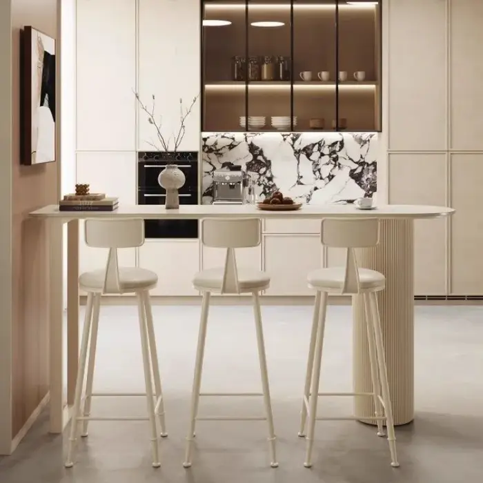 Table De Bar étroite en marbre blanc, minimaliste, Design carré sur pied, Table à manger, Partion Mu