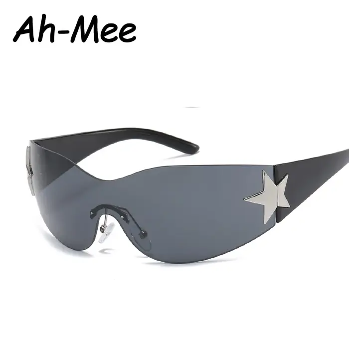Lunettes de soleil uniques pour femme chasseuse - Modèle rimless punk anti-lumière tendance Y2K