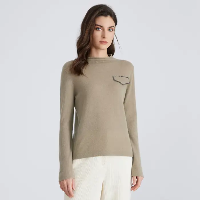 BC799 Pull en tricot à col roulé mi-haut pour femme, vêtements de marque de luxe de haute qualité, 94% cachemire et laine