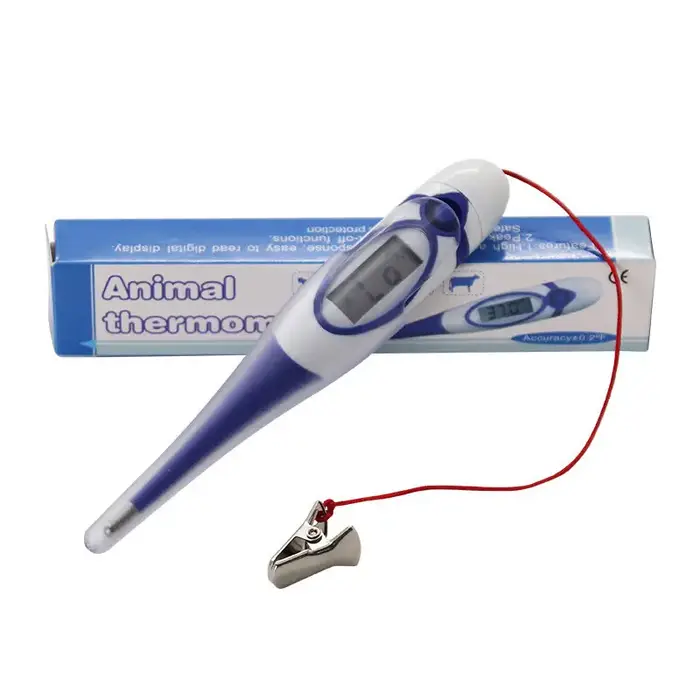 Thermomètre numérique professionnel pour animaux avec sonde souple, bleu, pour animaux de compagnie,